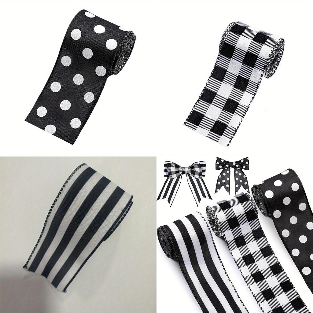 Unique Style European Black And White Ribbon With Stripes And Dots Crafts For