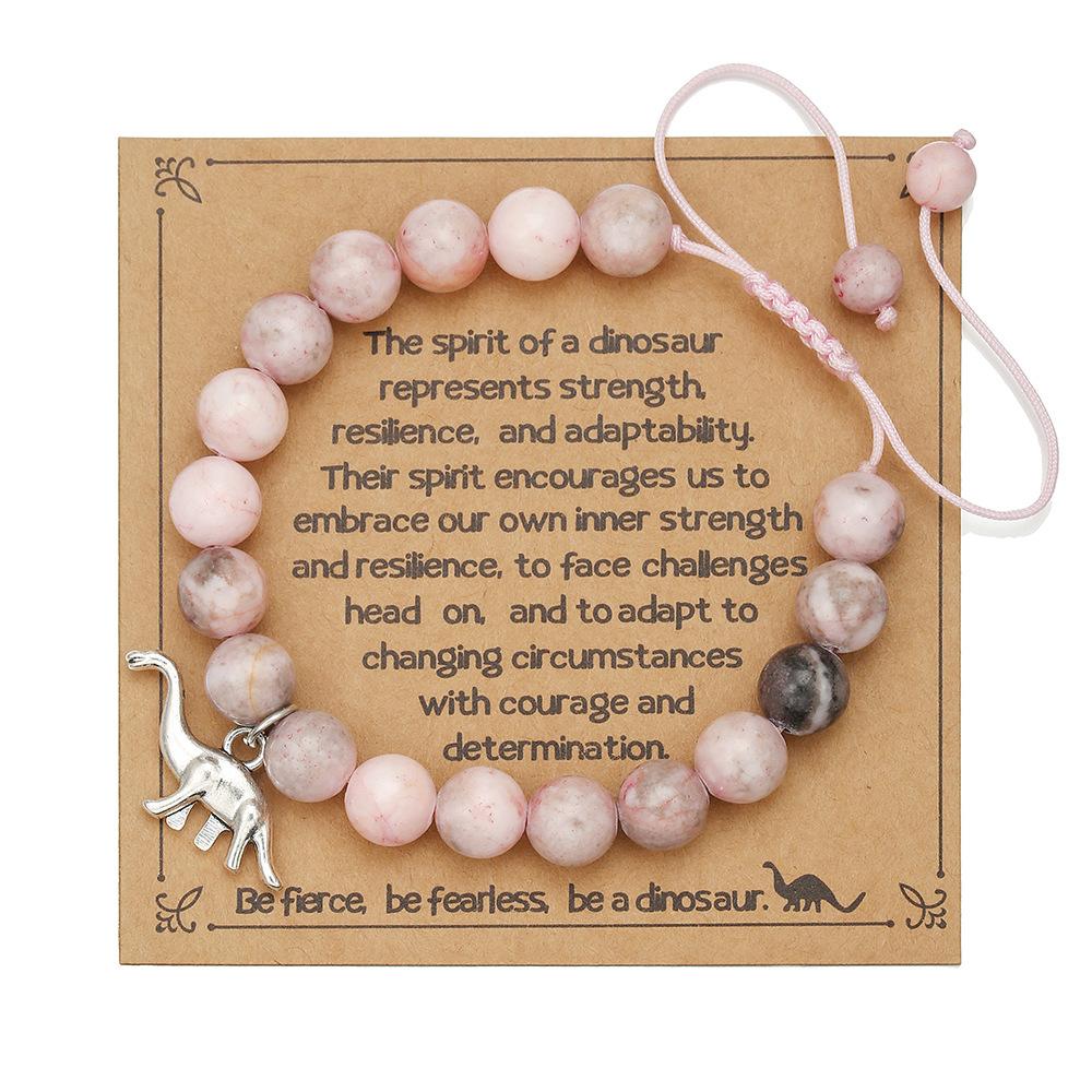 Natural stone beaded bracelet pink woven bracelet butterfly turtle animal pendant with card inspirational jewelry