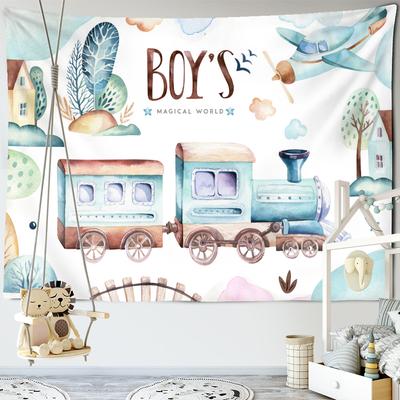 Cartoon Train Animal Tapestry Wall Hanging Kawaii Cute Boho Art Minimalist Hippie Girl Dormitory Kids Room Decor Fabric