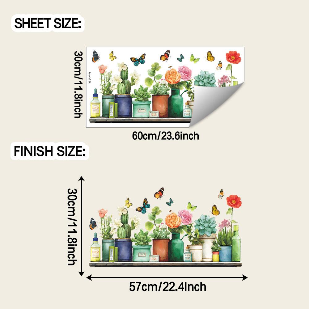 

Креативные суккулентные цветы и зеленые растения в горшках и бабочки наклейки для декора стен кабинета и ванной комнаты