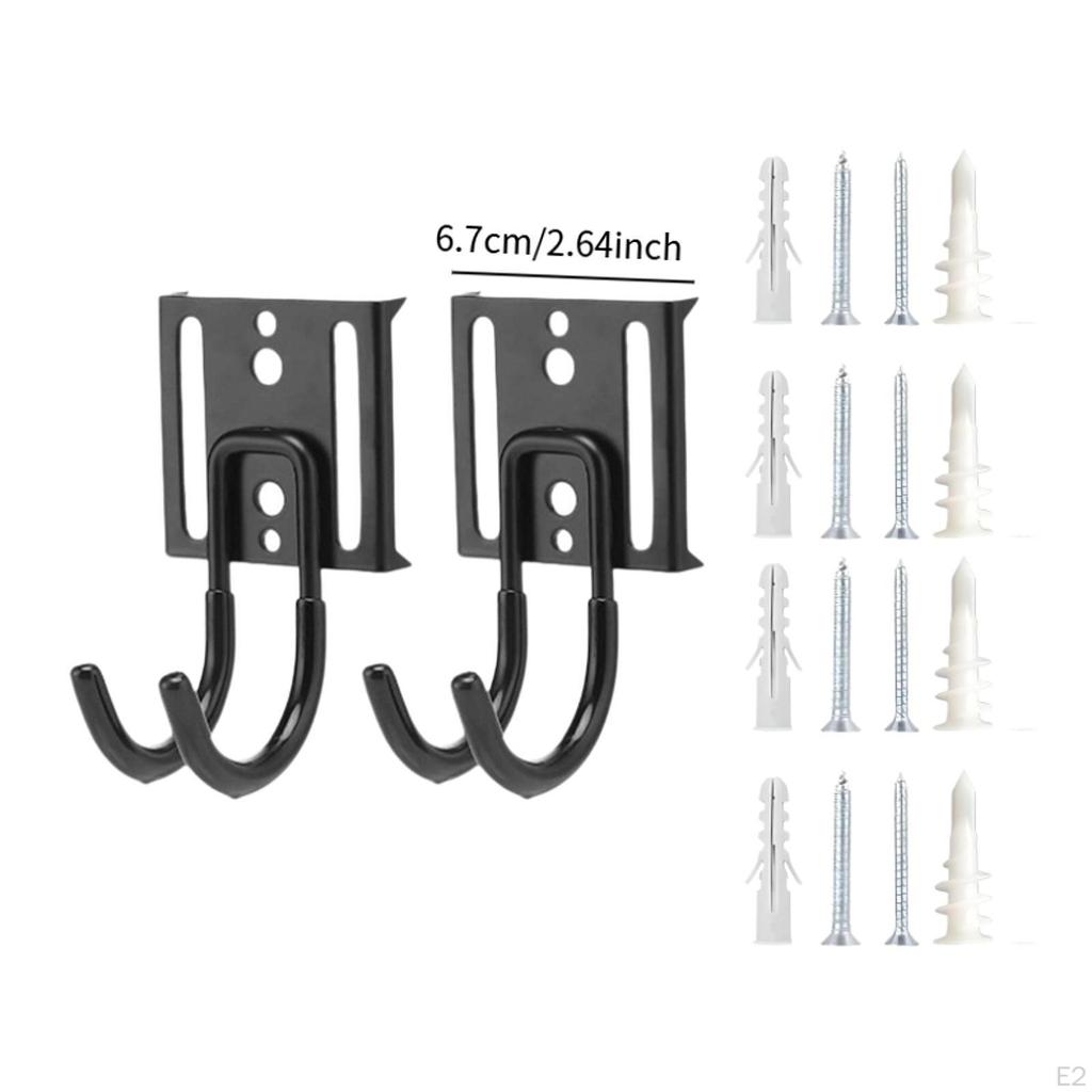 2 Heavy Duty Garage Hooks, Wall Storage Hangers, Utility Hooks for Bicycles, Extension Cords,