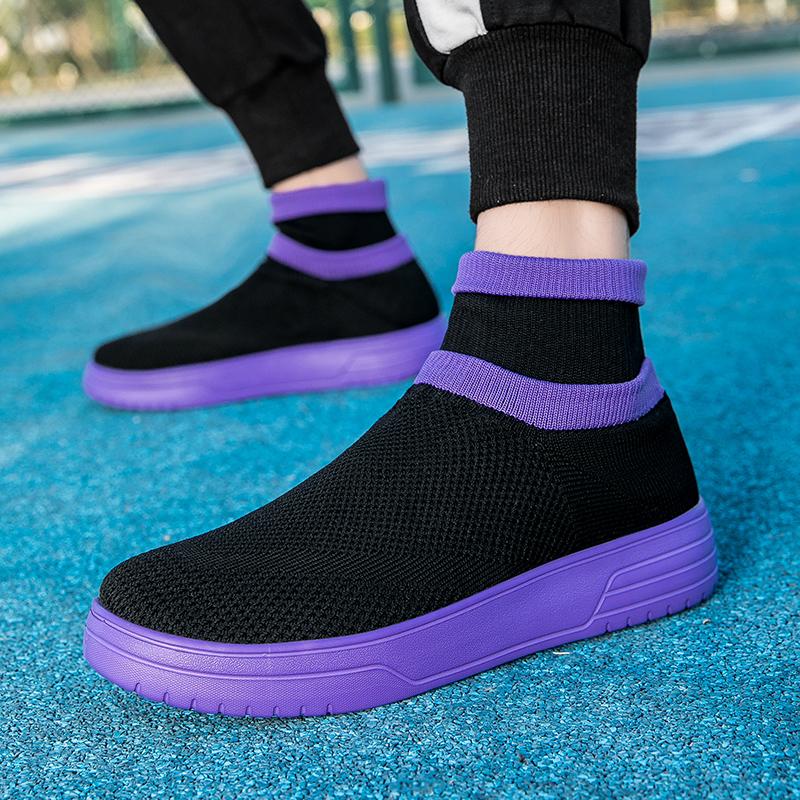 Women Shoes Casual High-Top Flats Couples Platform Sneakers Slip-On Socks Shoes for Men