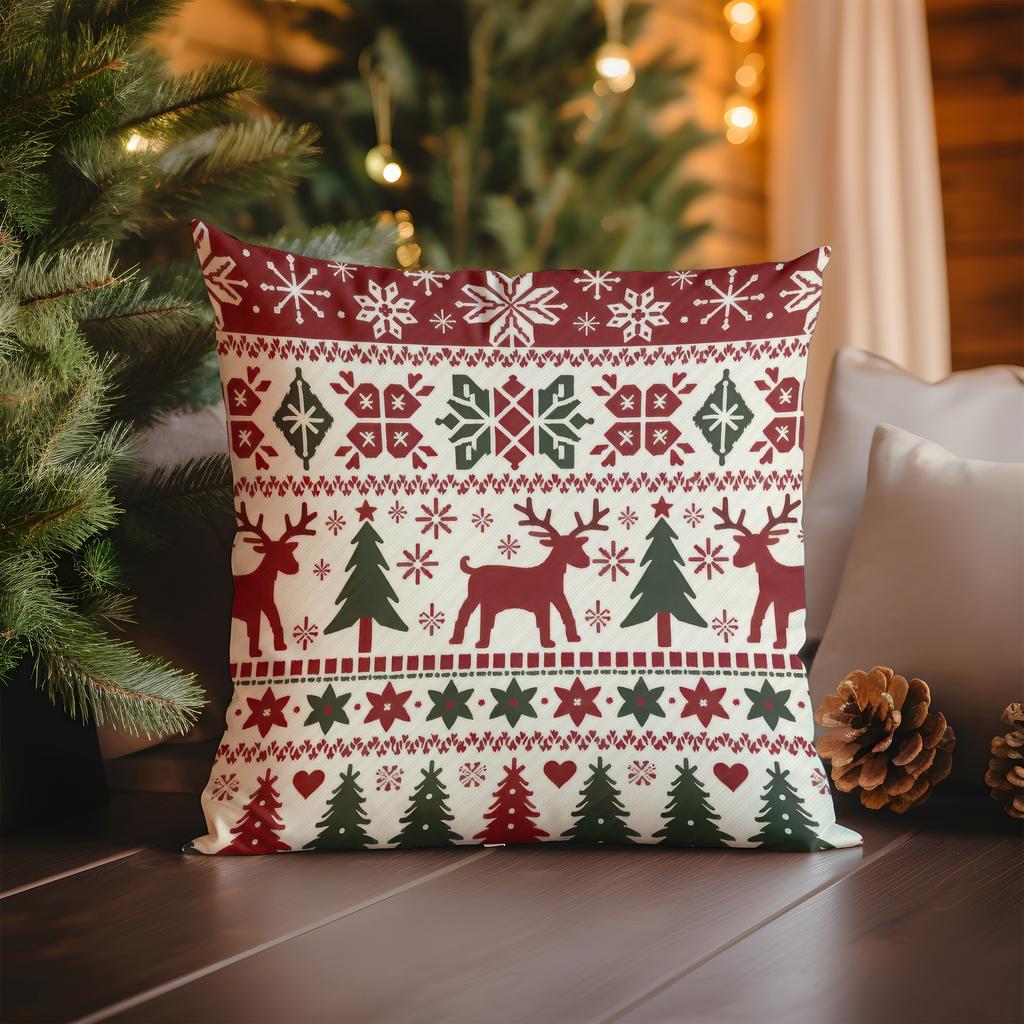 Home Decor Merry Christmas Decorative Cushion Cover Pattern Cushion Cover Suitable for Sofa Bedroom Car Pillow Cover
