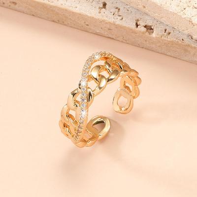 GemChic Women's Ring Personality Geometric Inset Zircon Ring Opening Adjustable Index Finger Ring Jewelry Birthday Christmas Jewelry Gift