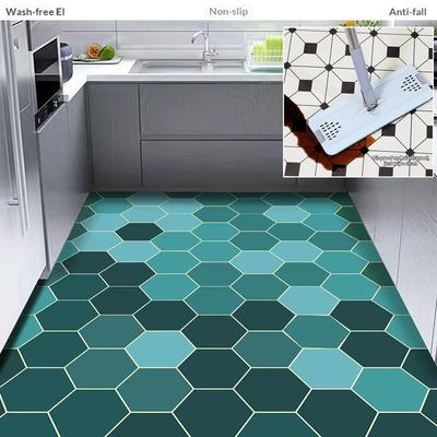 Kitchen Carpet Anti-fouling Oil-proof Grid Floor Mat Scrubbable Waterproof PVC Leather Balcony Bathroom Non-slip Rug