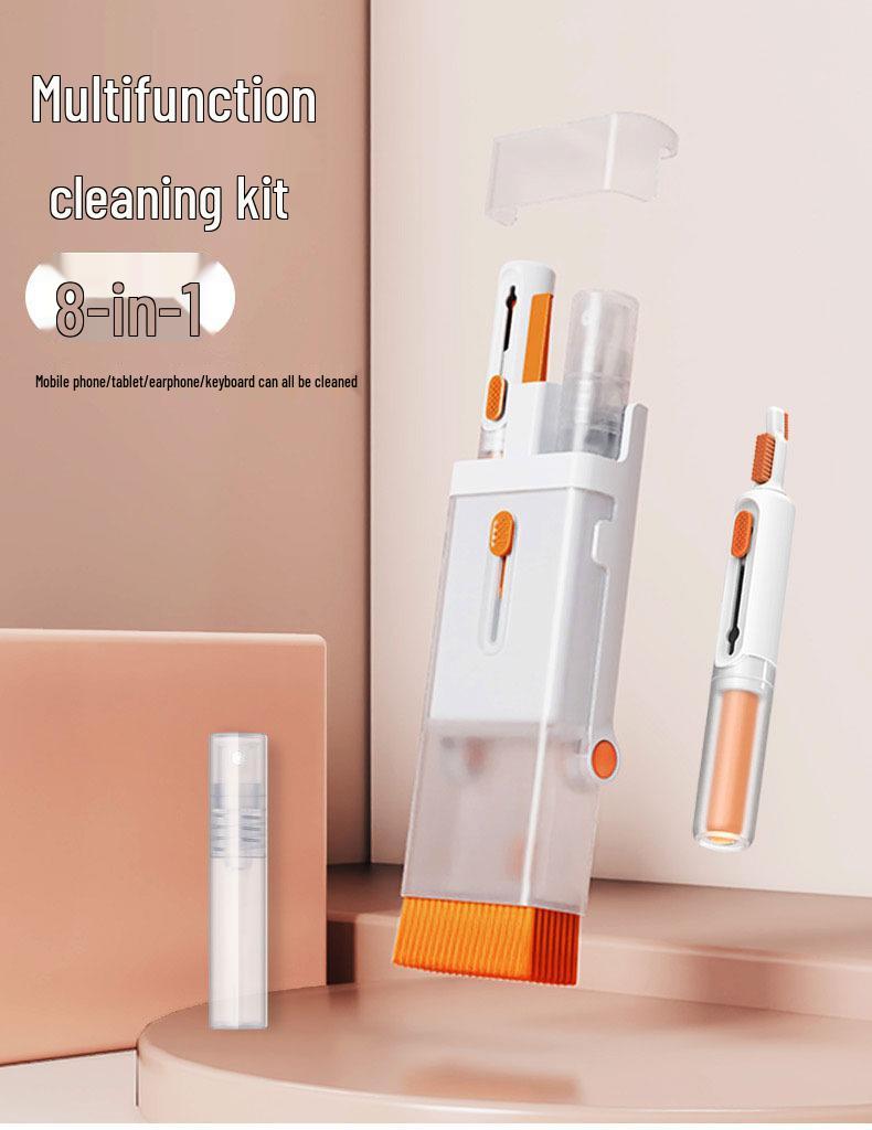 8-in-1 Multi-Functional Keyboard Cleaning Set with Bluetooth Earphone, Screen Cleaner, Dust Remover & Keycap Puller
