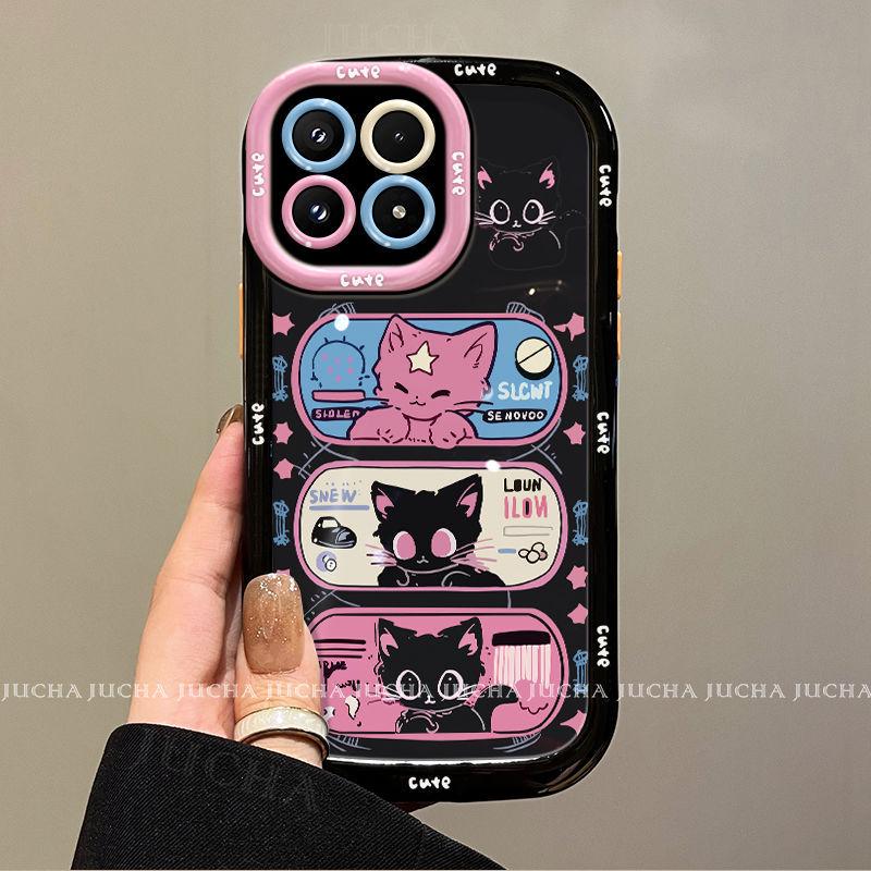 

High-End Xiaomi 17 Pro Max Case: Full Coverage Black & Pink Cat Design with Lanyard Xiaomi 17 Pro