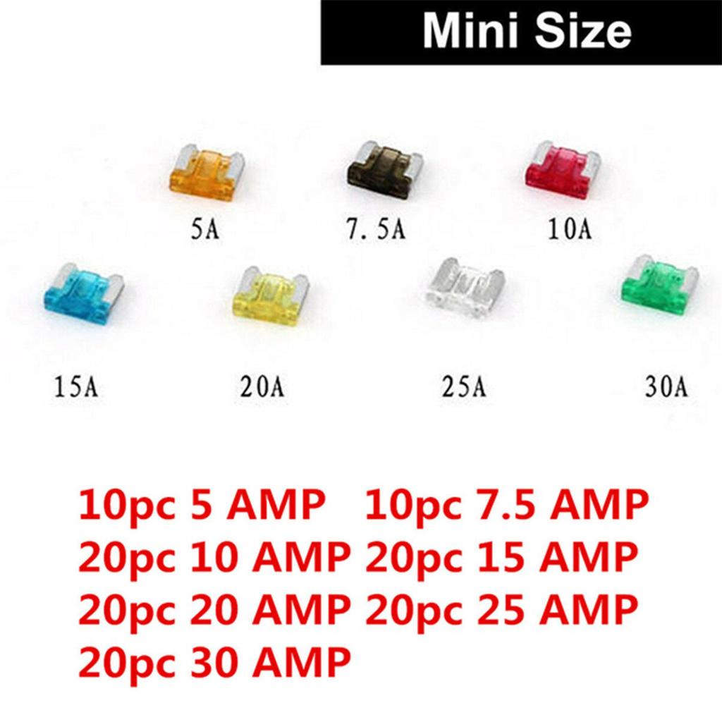 120 Assorted Car Truck Mini Low Profile Fuse 5,7.5,10,15,20,25,30 AMP Hot Sales