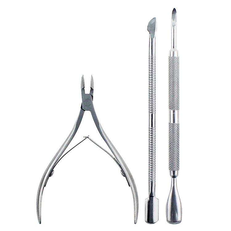 Stainless Steel Manicure Set: Cuticle Nipper, Pusher, and Fork