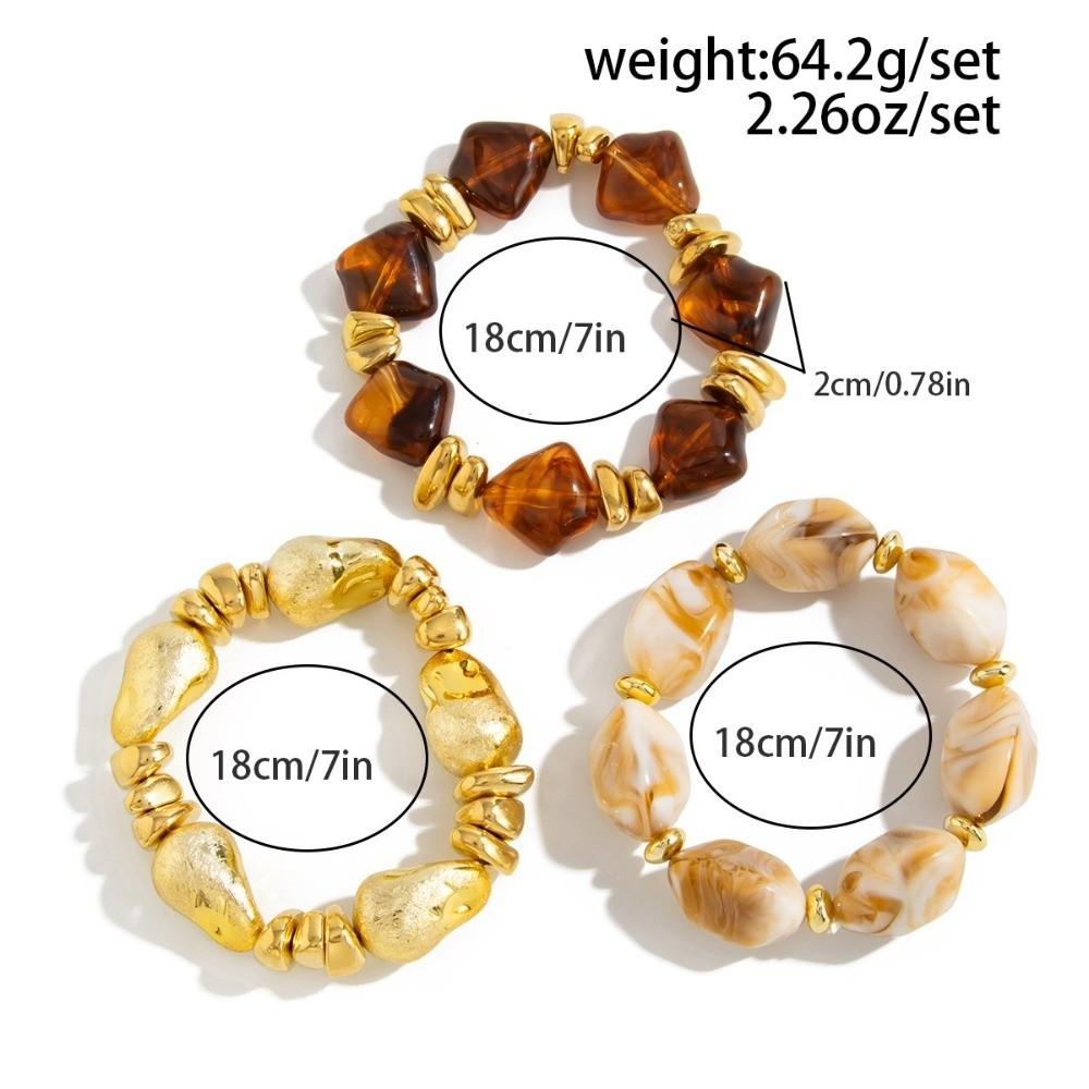3 Pcs/Set Irregular Beaded Bracelets Bohemian Style Bangle Fashion Hand Chain  Women