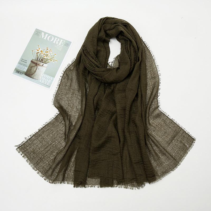 Hot-selling New Simple Solid Color Wrinkled Cotton and Linen Scarf, Soft and Skin-friendly In Winter, Warm Scarf Women