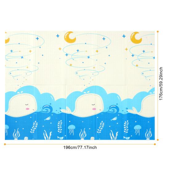 80x72in Baby Play Mat Extra Large Crawling Mat with Cartoon Animal Pattern Thick Foam Play Mat Reversible Portable Baby Floor Mat