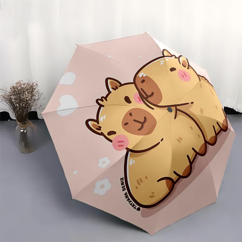 Capybara Themed Travel Umbrella-8 Ribs Automatic Opening and Closing, Portable Folding Design, Compact and Stylish Umbrella Suitable for Out
