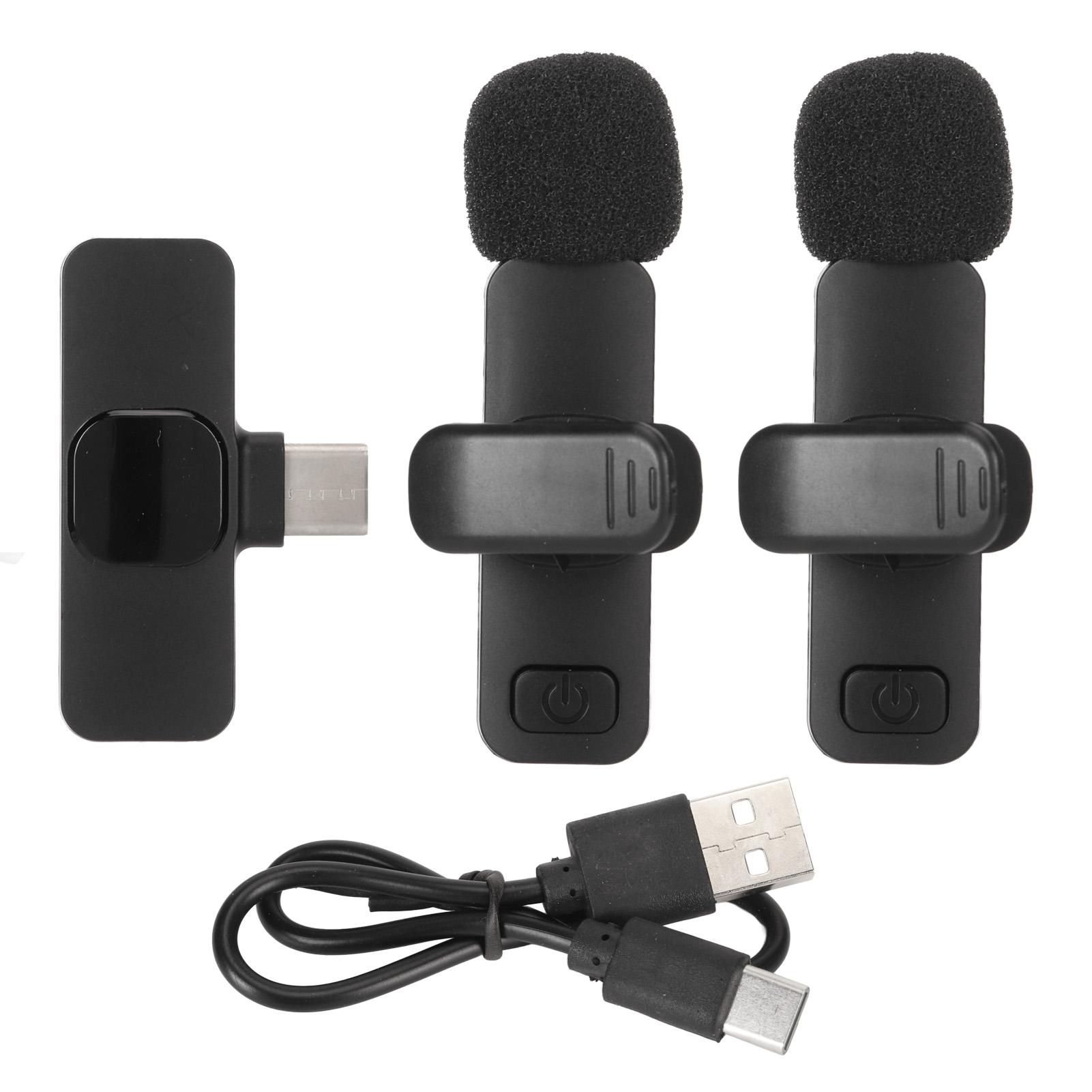 

Беспроводной петличный микрофон-петличка 1 на 2 с шумоподавлением, интерфейс Type-C, мини-беспроводной микрофон-клипса