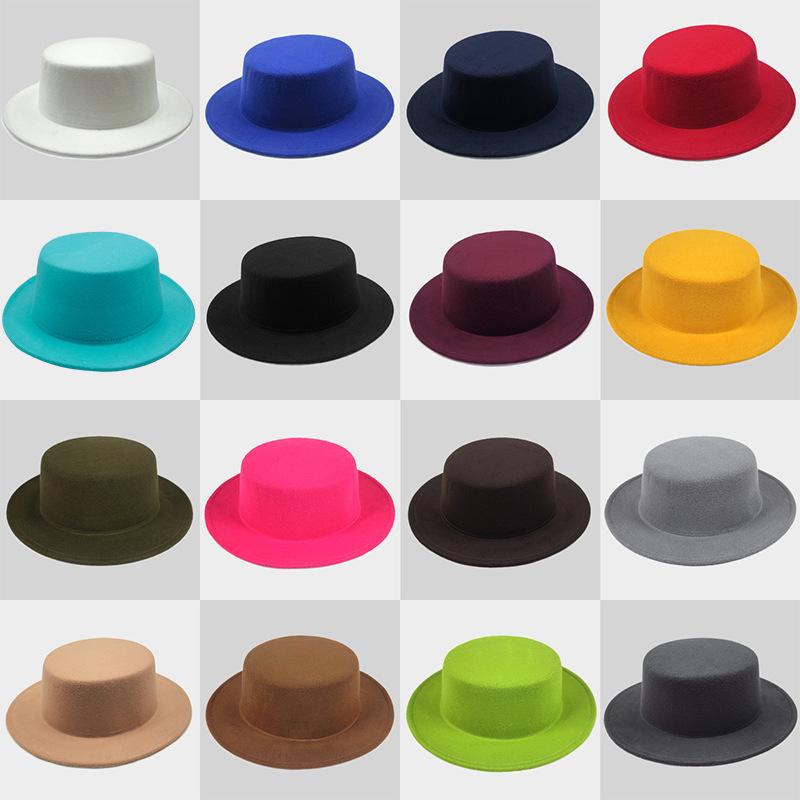 Unisex Retro Flat Brim Jazz Fedora - Autumn/Winter Wide Brim Hat for Street Style & Sunshade