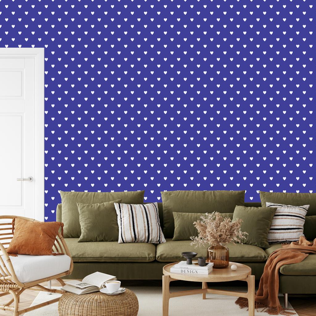 Blue and White Hearts Wallpaper 50x1000
