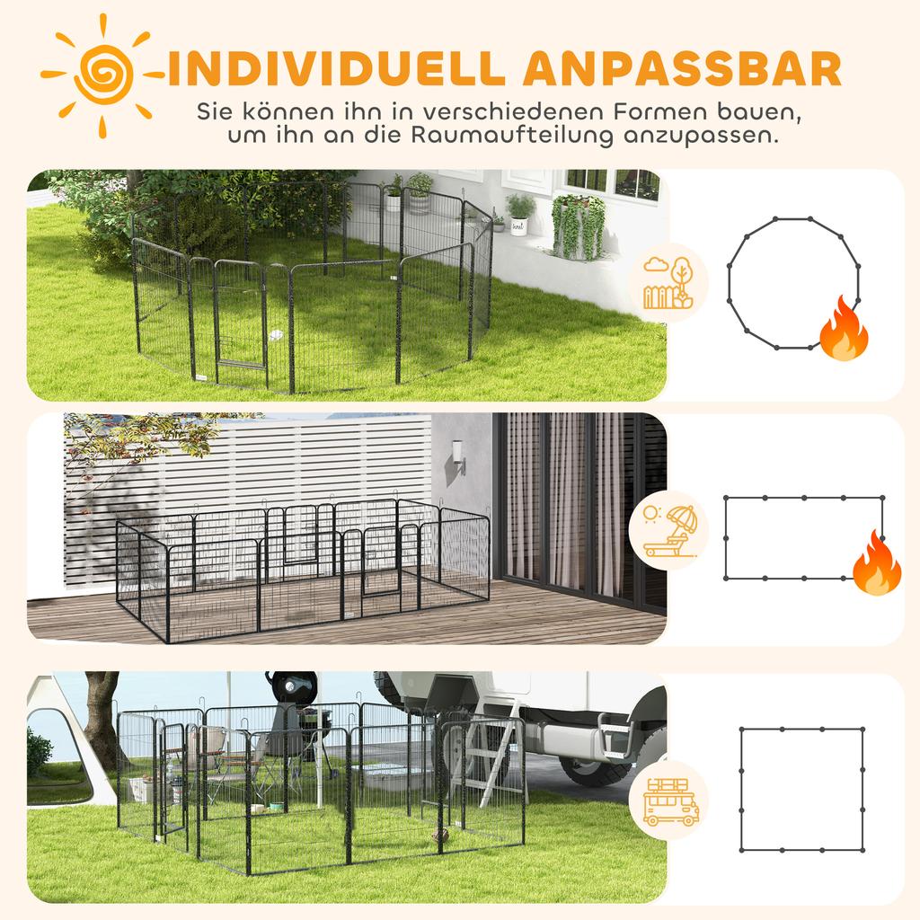 12 Panels Heavy Duty Puppy Playpen, for Small Dogs, Indoor and Outdoor Use - Silver