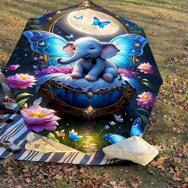 1PC Elephant Butterfly Automatic Open/Close Umbrella with Windproof, 8-Rib Sturdy Canopy, Durable Ribs, Fashionable Design, Outdoor Accessory, Fun Pri