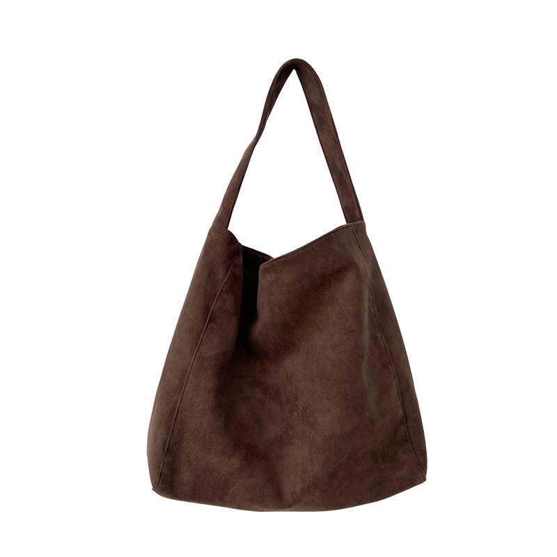 Large Capacity Frosted Suede Tote - Versatile Autumn/Winter Plush Shoulder Bag for Women