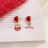 Orecchini pendenti geometrici a forma di cuore di fragola rossi: Elegante Gioielli Aghi d'Argento Retrò