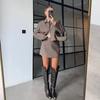 2025 European & American Autumn Cardigan Dress: Waist-Cinching, Hip-Hugging, Elegant Short Skirt for Women