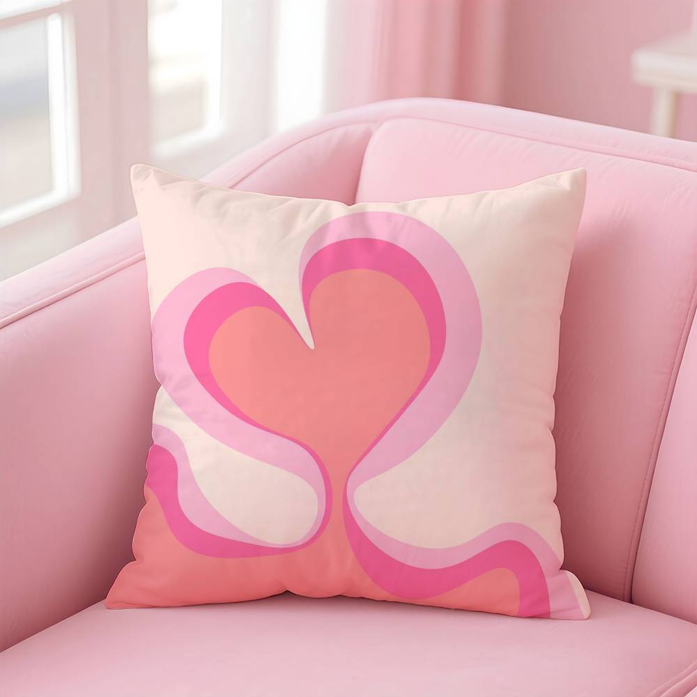 Home Decor Love-Themed Heart-Shaped Digital Print Pillowcases Pattern Cushion Cover Suitable For Sofa Bedroom Car Pillow Cover
