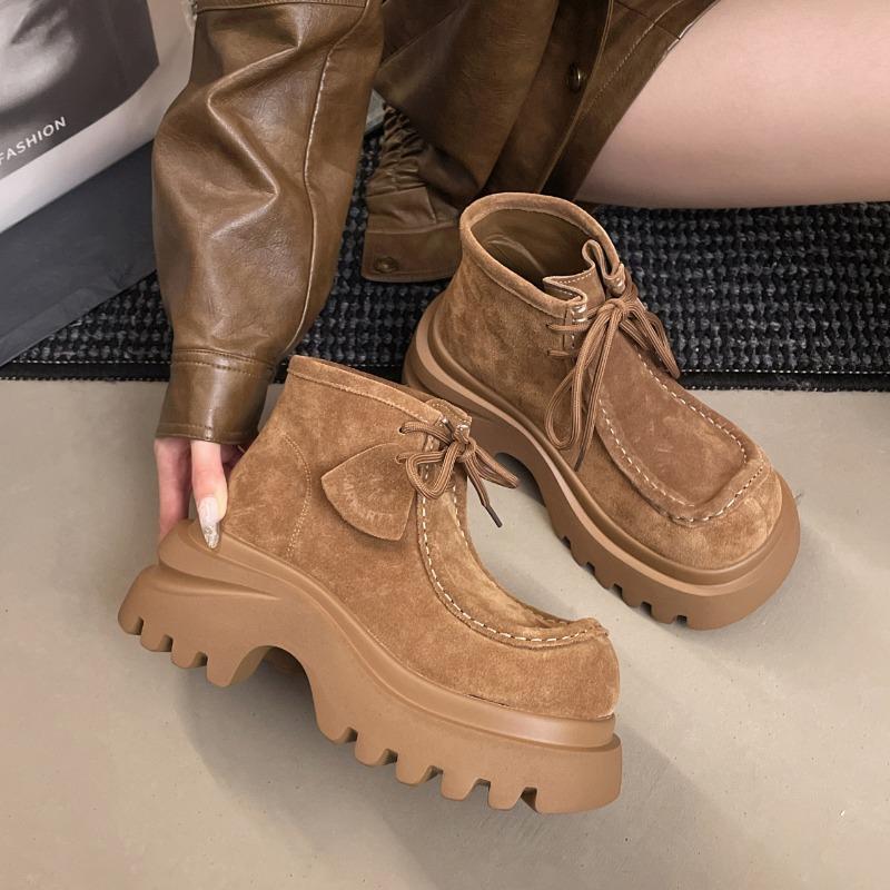 Fashion Ankle Boots for Women High Heels Lace Up Fashion Shoes Platform Casual Sport Boots 2025 Winter New Designer Chelsea Boots