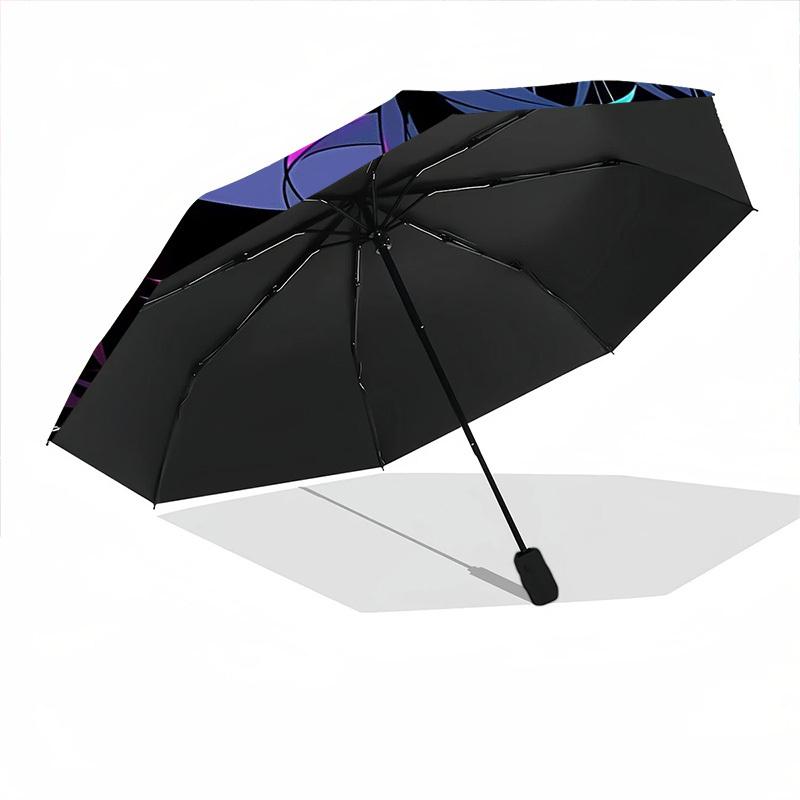 1 Stück Neon Wolf Lebendige Ohren Automatisches Öffnen/Schließen Regenschirm 8 Rippen Stabiler Rahmen, Tragbarer Reise Regenschirm für Damen & Herren, 062