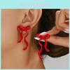 Vintage Chinese Style Red Butterfly Bow Drop Earrings With Electroplated Alloy For Women