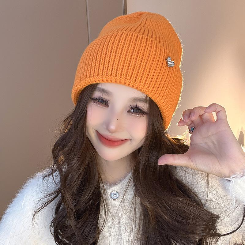 Hats for Women In Autumn and Winter Big Head Circumference Warm Knitted Hat Korean Style Versatile Ear Protection Cold Hat Couple Love Wool Hat