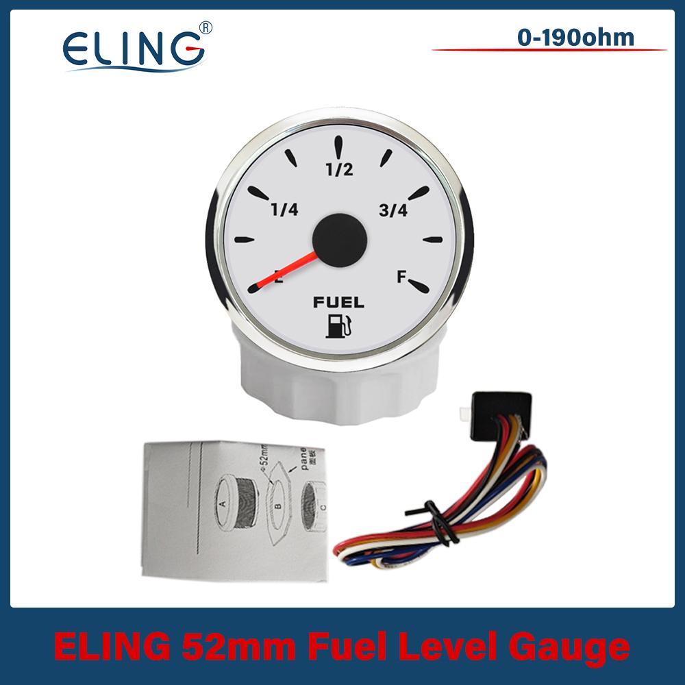 Car Truck Boat Motorcycle Universal 52mm Fuel Level Gauge Meter 0-190ohm 240-33ohm Signal with 7 Colors Backlight 12V 24V
