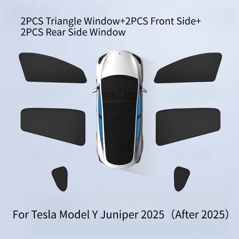 For Tesla Model Y Juniper 2025 Car Side Window Sun Shade Curtain Summer Sun Protection Sunshade Cover UV Car Privacy Curta