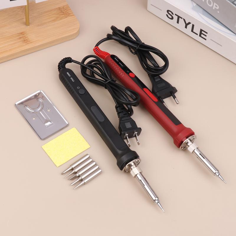 Kit de Fer à Souder Électrique Numérique 100W Ensemble 220V Température Réglable Outil de Soudure Chauffage Céramique Pointeaux de Soudure Rework