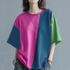 ZANZEA Women Summer Round Neck Short Sleeve Colorblock Loose T-Shirts