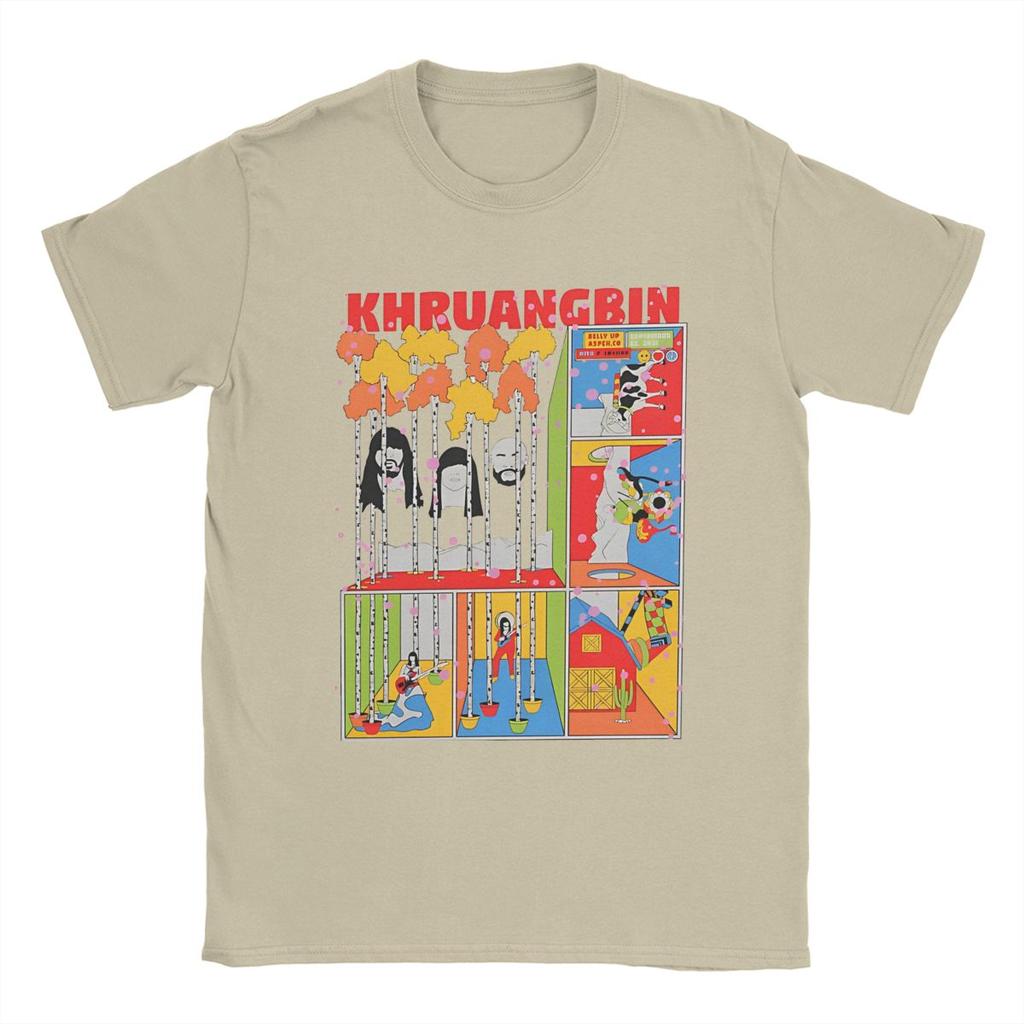 חולצת טריקו לגברים עם צווארון עגול 100% כותנה בסגנון Khruangbin מופשטת, שרוולים קצרים, מתנת יום הולדת