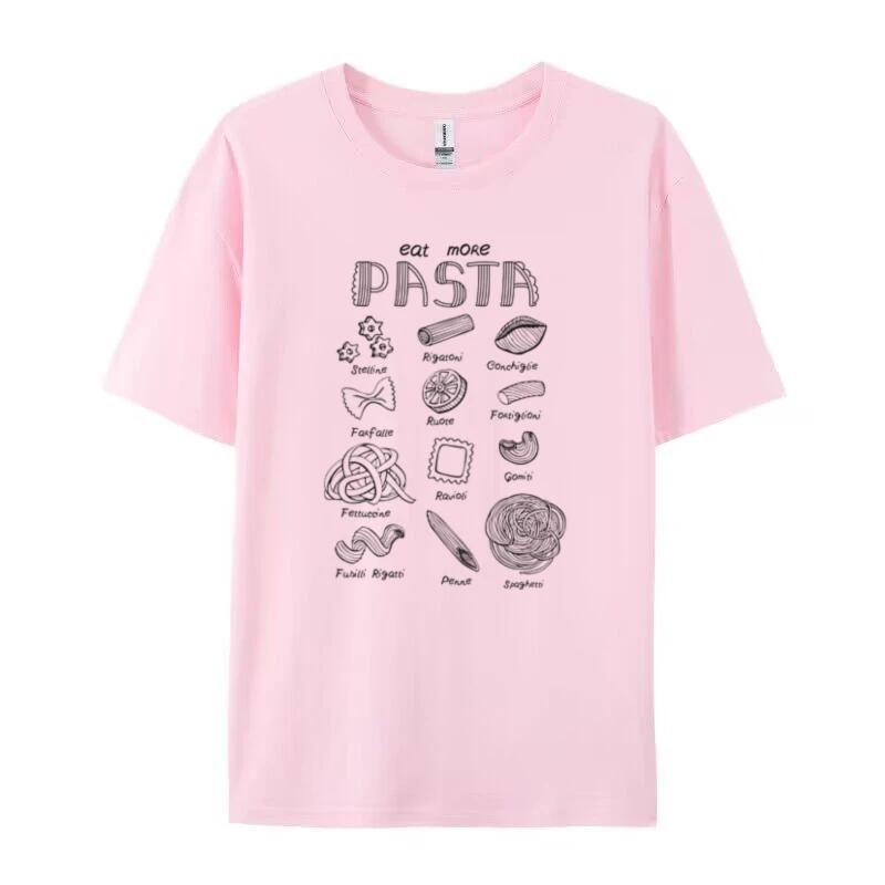 Women Cute Pasta Lover Tshirt Retro Aesthetic Italian Food TShirts Loose Funny Foodie Shirt Unisex Vintage Graphic Tees Gifts