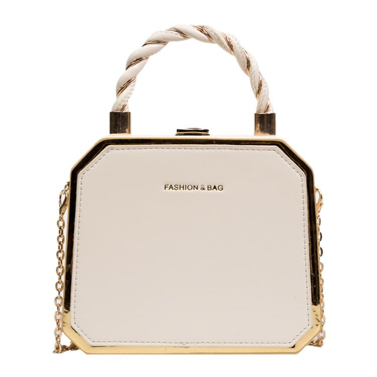 Fashion Designer Metal Square Bag Ladies Small Cell Phone Chain One Shoulder Crossbody Purse Box Evening Print Classical Solid