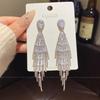 925 Sterling Silver Full Diamond Tassel Earrings – High-End European & American Style, Super Shiny, Luxurious Ear Jewelry for Women.