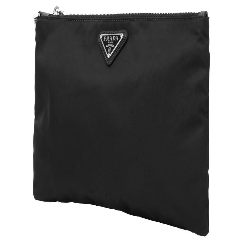 Prada Classic Fashion Zipper Closure Detachable Wrist Strap Strapless Nylon Clutch Wrist Bag Handbag Regular Men's Black