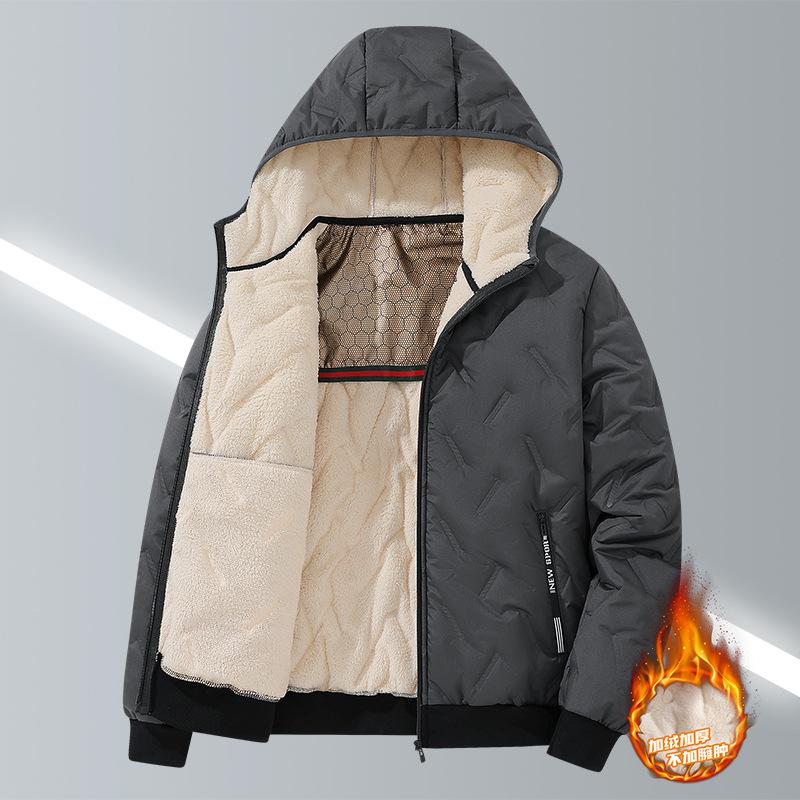 Lamb fleece graphene cotton jacket men's winter loose plus size fleece thickened cotton jacket jacket top cotton jacket cotton jacket