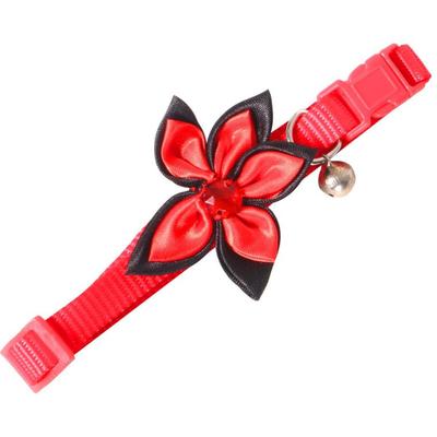 Charmant Collar In Red with a Flower and Bell for Pets