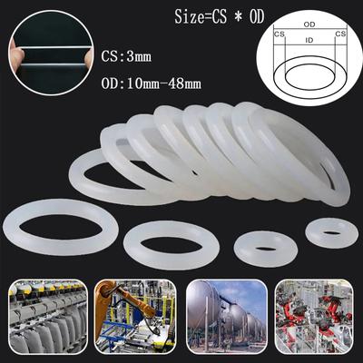 5/25pcs OD10-48mm Cross Section 3mm White Silicon Rubber O-Rings Seals Washer Food Grade