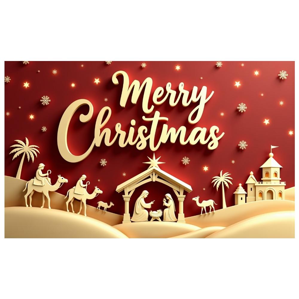 Christmas Backdrop Gold Lettering Xmas Banner Merry Christmas Banner 3D Design Holiday Banner For Christmas Event Holiday