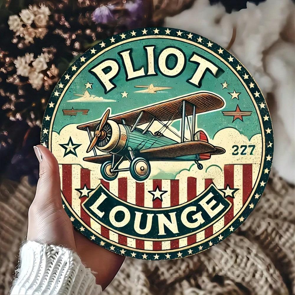 Vintage Pilot Retro Metal Sign Aviation Wall Art Plaque Home Decor 20x20
