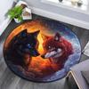 Fire and Ice Wolf Round Area Rug,Carpet Rug for Living Room Bedroom Sofa Playroom Decor,Non-slip Floor Mat