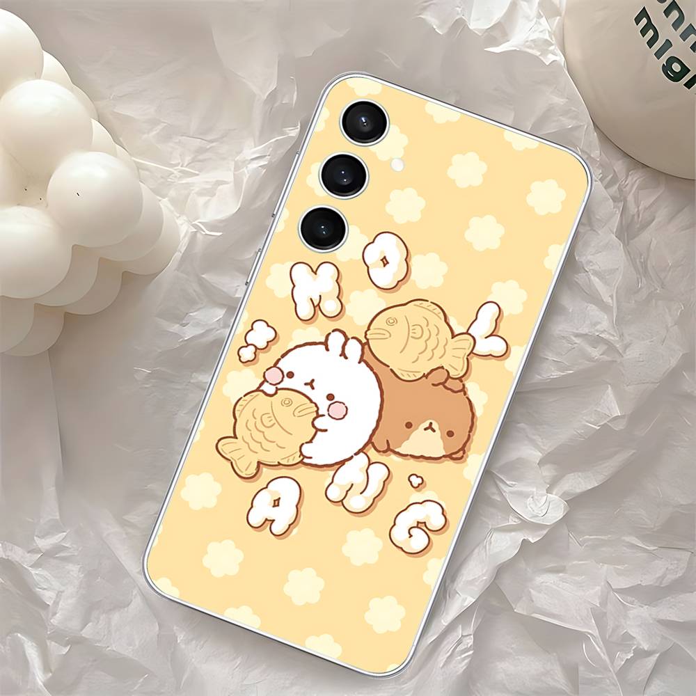 Cute H-Molang-S Phone Case For Samsung Galaxy A52 A12 A51 S21 Edge S22ULTRA S23 S24 S20LITE Plus Ultra Transparent Cover
