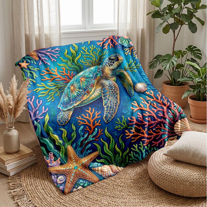 Oceanic Adventure Theme Blanket Lightweight Warm Flannel Blanket Decorative Throw Blanket for Home Decoration