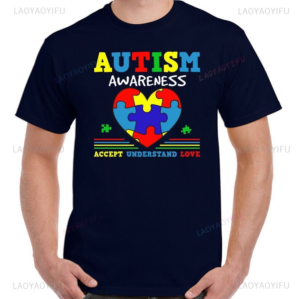 AUTISM TSHIRT Awareness Day Autistic Accept Understand Love Unisex Mens Top New Style Camisetas Hombre Fashion Graphic Tshirt
