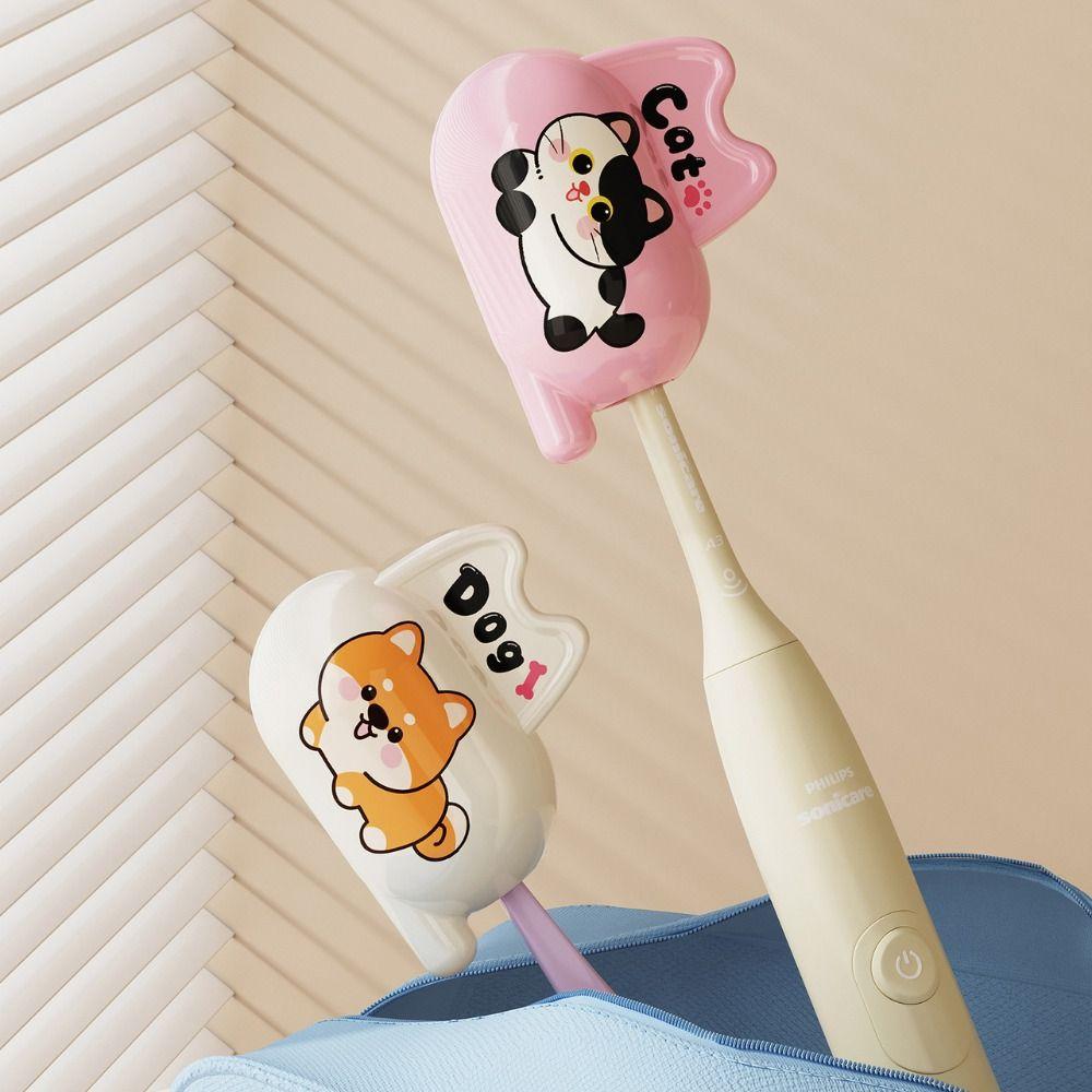 Cute Cartoon Toothbrush Head Cover Spring Loaded Clip Toothbrush Head Protector Travel Toiletries