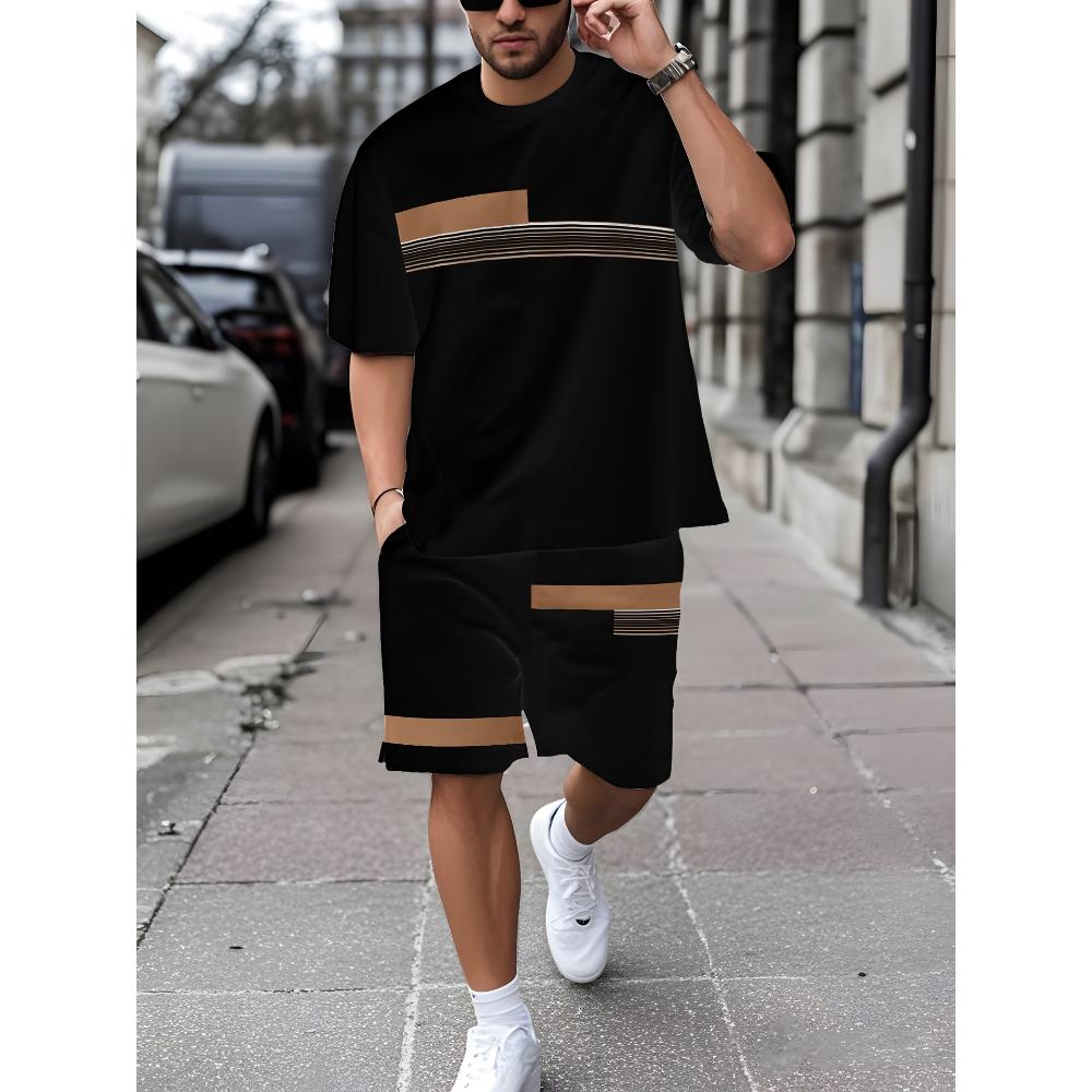 Men's Casual Fashion Simple Short-sleeved Shorts Set Comfortable Loose Sports Suit Versatile Unisex Sports Clothing